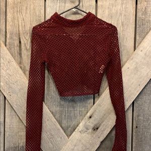 Mesh long sleeve crop top